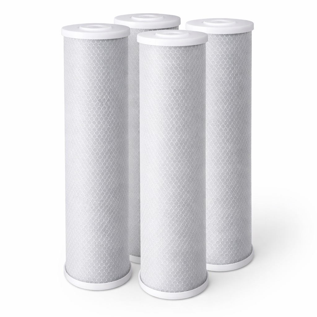 Four whole-house activated carbon replacement filters for water filtration systems